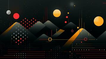 AI generated Colorful abstract background with geometric shapes, lines, circles, dots. Memphis style photo
