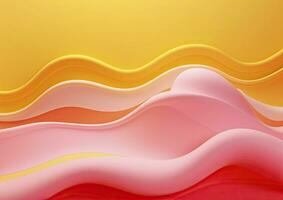 AI generated Pink and Yellow Pattern 3d Wavy Line Abstract Colorful Background photo