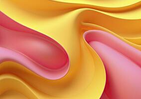 AI generated Pink and Yellow Pattern 3d Wavy Line Abstract Colorful Background photo