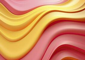 AI generated Pink and Yellow Pattern 3d Wavy Line Abstract Colorful Background photo