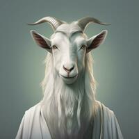 AI generated Eid Mubarak Celebration. Beautiful Goat for Festive Occasion. photo