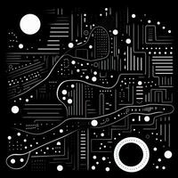 AI generated Abstract background with geometric shapes, lines, circles, dots. Hand drawn style. photo