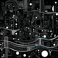 AI generated Abstract background with geometric shapes, lines, circles, dots. Hand drawn style. photo