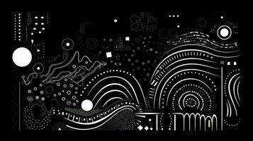 AI generated Abstract background with geometric shapes, lines, circles, dots. Hand drawn style. photo