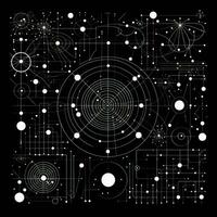 AI generated Abstract background with geometric shapes, lines, circles, dots. Hand drawn style. photo