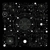 AI generated Abstract background with geometric shapes, lines, circles, dots. Hand drawn style. photo