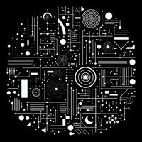 AI generated Abstract background with geometric shapes, lines, circles, dots. Hand drawn style. photo