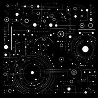 AI generated Abstract background with geometric shapes, lines, circles, dots. Hand drawn style. photo