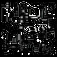 AI generated Abstract background with geometric shapes, lines, circles, dots. Hand drawn style. photo