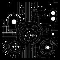 AI generated Abstract background with geometric shapes, lines, circles, dots. Hand drawn style. photo