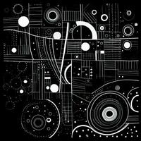 AI generated Abstract background with geometric shapes, lines, circles, dots. Hand drawn style. photo