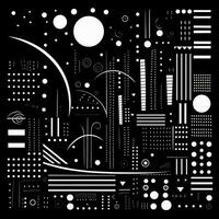 AI generated Abstract background with geometric shapes, lines, circles, dots. Hand drawn style. photo