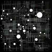 AI generated Abstract background with geometric shapes, lines, circles, dots. Hand drawn style. photo