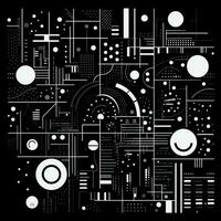 AI generated Abstract background with geometric shapes, lines, circles, dots. Hand drawn style. photo