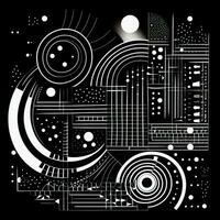 AI generated Abstract background with geometric shapes, lines, circles, dots. Hand drawn style. photo
