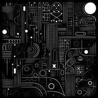 AI generated Abstract background with geometric shapes, lines, circles, dots. Hand drawn style. photo