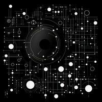 AI generated Abstract background with geometric shapes, lines, circles, dots. Hand drawn style. photo