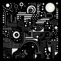 AI generated Abstract background with geometric shapes, lines, circles, dots. Hand drawn style. photo