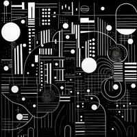 AI generated Abstract background with geometric shapes, lines, circles, dots. Hand drawn style. photo