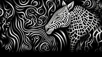 AI generated Abstract futuristic composition in black and white colors. Neo folk style photo