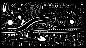 AI generated Abstract background with geometric shapes, lines, circles, dots. Hand drawn style. photo