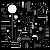 AI generated Abstract background with geometric shapes, lines, circles, dots. Hand drawn style. photo