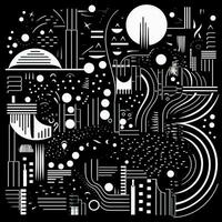 AI generated Abstract background with geometric shapes, lines, circles, dots. Hand drawn style. photo