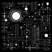 AI generated Abstract background with geometric shapes, lines, circles, dots. Hand drawn style. photo