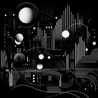 AI generated Abstract background with geometric shapes, lines, circles, dots. Hand drawn style. photo