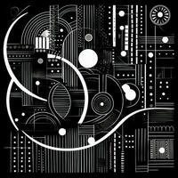 AI generated Abstract background with geometric shapes, lines, circles, dots. Hand drawn style. photo