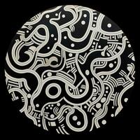 AI generated Abstract circle with wavy pattern in black and white colors. Surrealist style photo