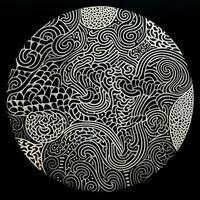 AI generated Abstract circle with wavy pattern in black and white colors. Surrealist style photo