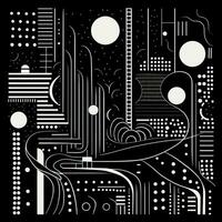 AI generated Abstract background with geometric shapes, lines, circles, dots. Hand drawn style. photo