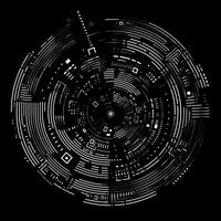 AI generated Abstract background with geometric shapes, lines, circles, dots. Hand drawn style. photo
