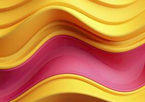 ai generado rosado y amarillo modelo 3d ondulado línea resumen vistoso antecedentes foto