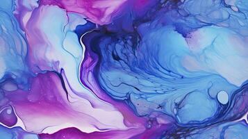 AI generated Alcohol ink art, a stylish blend of marble swirls and agate ripples, creating an abstract and trendy background for wallpapers, posters, cards, invitations, and websites. photo