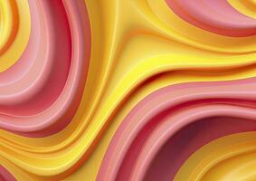 AI generated Pink and Yellow Pattern 3d Wavy Line Abstract Colorful Background photo