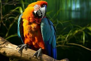 AI generated stunning macaw showcasing its vibrant and colorful plumage AI Generated photo