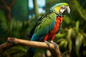 AI generated stunning macaw showcasing its vibrant and colorful plumage AI Generated photo