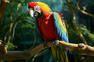 AI generated stunning macaw showcasing its vibrant and colorful plumage AI Generated photo