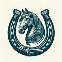 AI generated illustration of horse and horseshoe. vintage style. photo