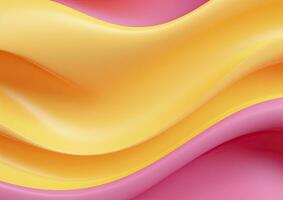 AI generated Pink and Yellow Pattern 3d Wavy Line Abstract Colorful Background photo