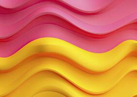 AI generated Pink and Yellow Pattern 3d Wavy Line Abstract Colorful Background photo