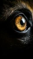 AI generated Closeup lemur eye, portrait of animal on dark background. Ai generated photo