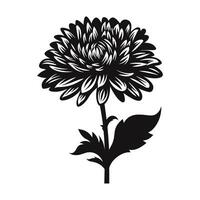 An Aster Flower Silhouette Vector isolated on a white background