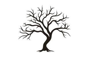 Dead rush Tree Vector Silhouette isolated on a white background, Forest Tree without leaves vector