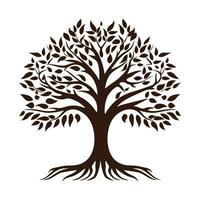 Tree with Root Silhouette vector isolated on a white background, A Tree root logotype silhouette