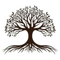 Tree with Root Silhouette vector isolated on a white background, A Tree root logotype silhouette