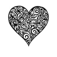 un decorativo amor corazón símbolo clipart, un garabatear corazón vector aislado en un blanco antecedentes