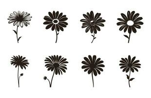 Daisy Flower Silhouette Vector set, Daisy Flowers Clipart Bundle